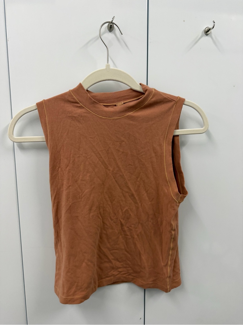 SKIMS Rust Sleeveless Mock Neck Crop Tank